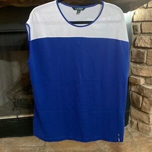 Lauren Ralph Lauren blue and white mesh tank top. Size 1X